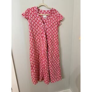 Zen Ethic Blue Pink Cotton Tunic Dress Lightweight Boho Colorful Tunic S